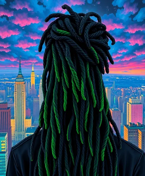 black and green dreadlocks