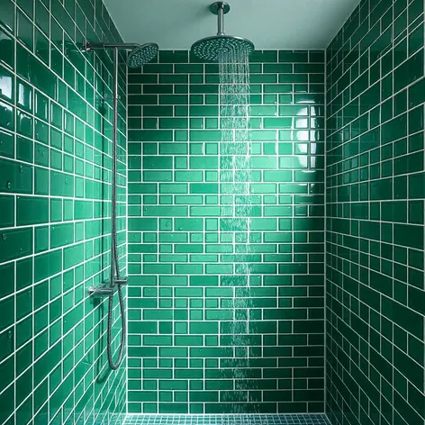 green tile shower