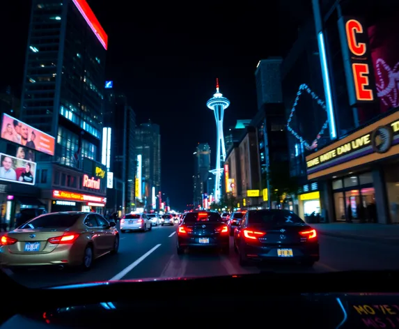 downtown seattle night drive