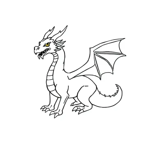 dragon line art simple