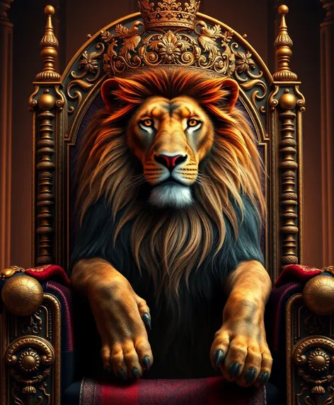 lion sitting on throne