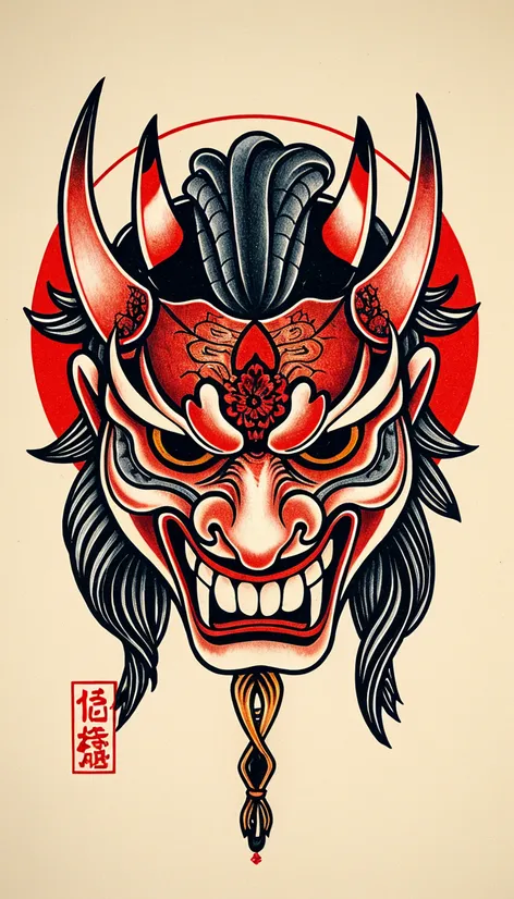 oni mask tattoo