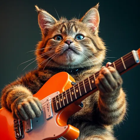 cute cat playing guitar