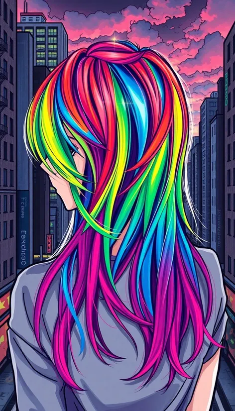 rainbow emo hair