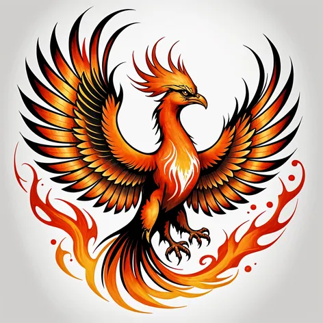 A fiery phoenix rising