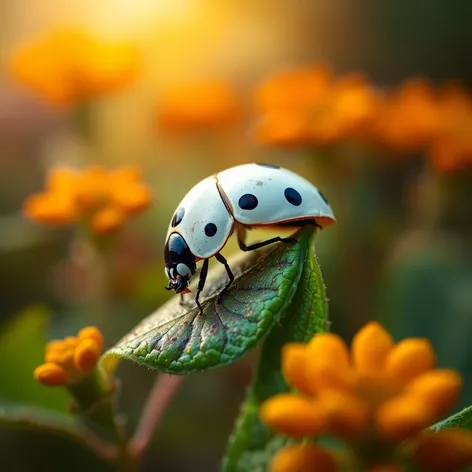 white ladybug