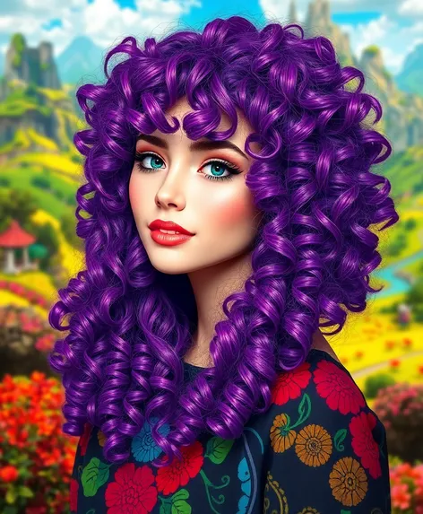 curly purple hair