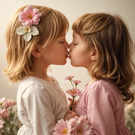 two little girls kissing