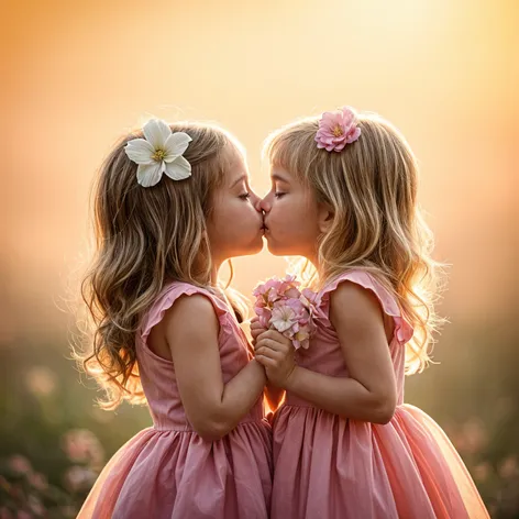 two little girls kissing