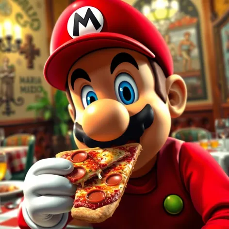 mario eating pizza