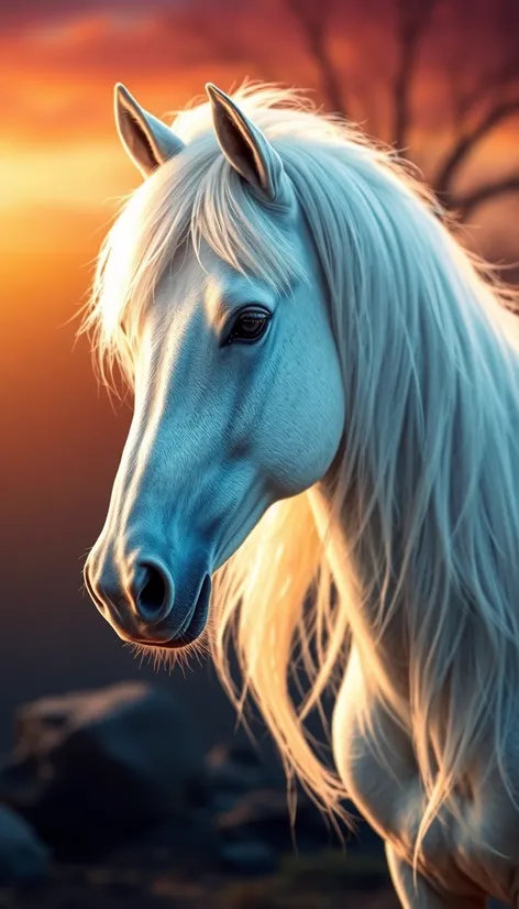 white long hair horse