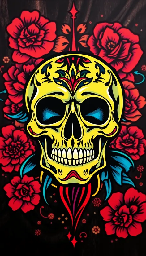 american traditional skull flash