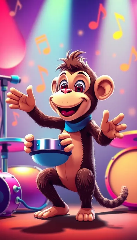 cartoon monkey clapping cymbals