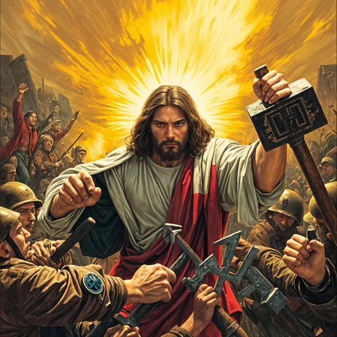 Jesus crushing the nazis