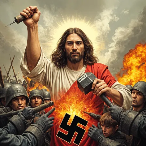 Jesus crushing the nazis