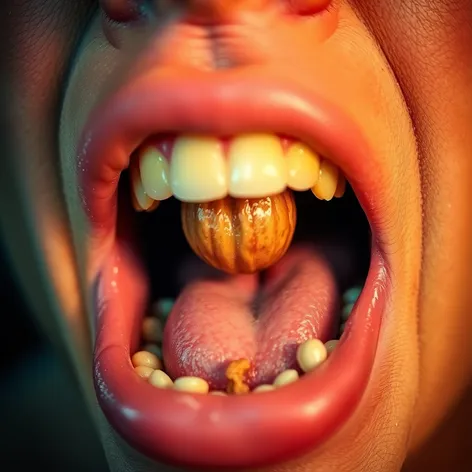 nut in mouth