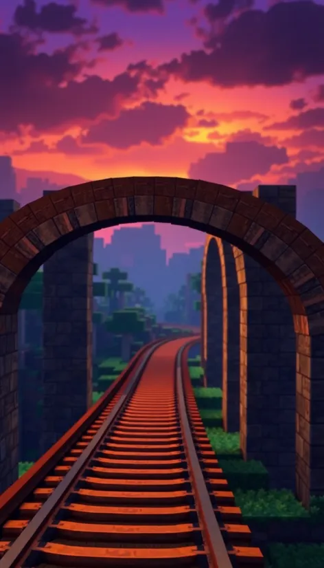 minecraft curved railway bridge