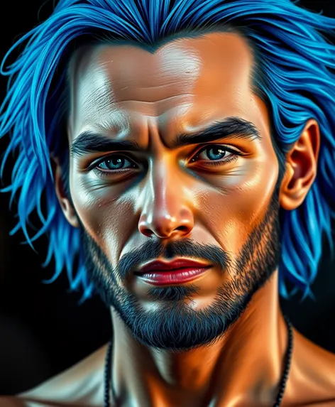 mens hair blue