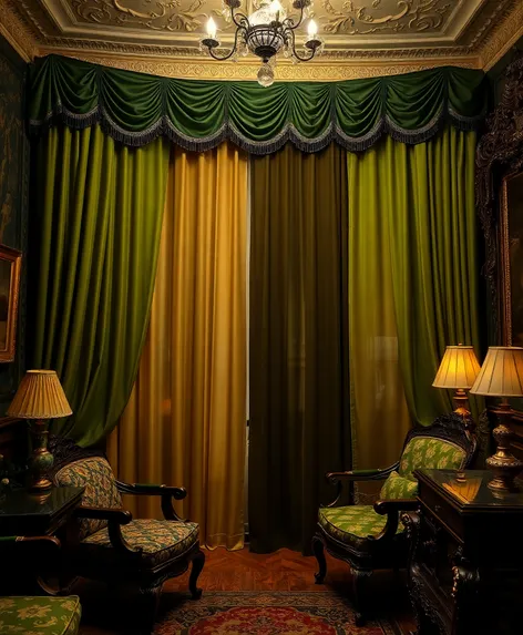 green curtains