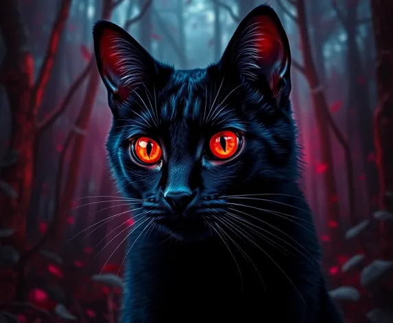 black cat with red