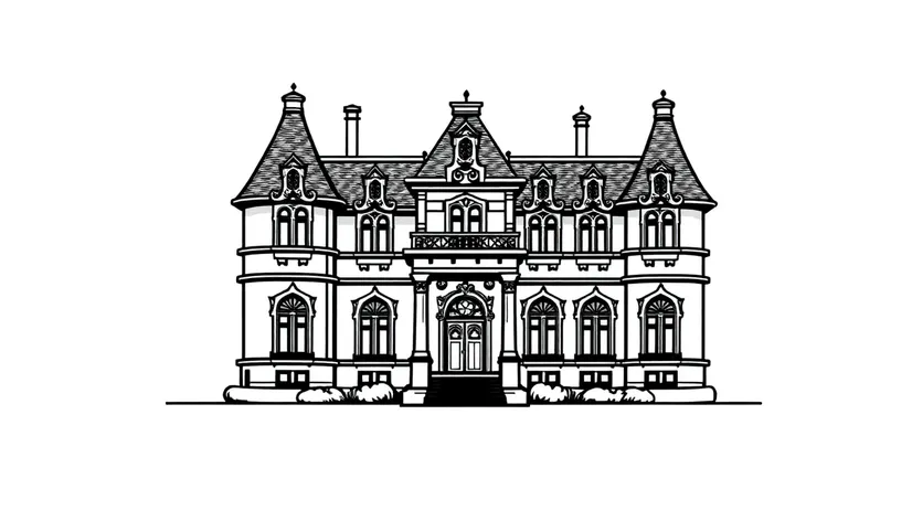 black white mansion icon