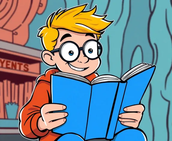 cartoon nerd reading book