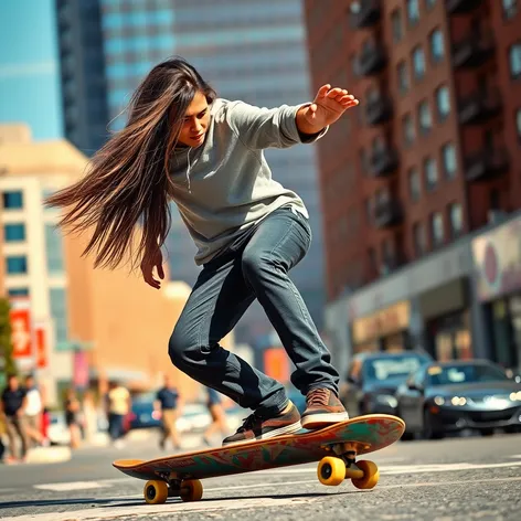 skateboarder long hair