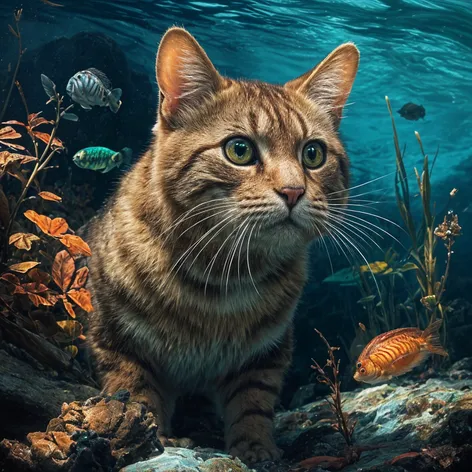 Brown cat, striped gourami,