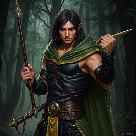 Half-elven fighter. Male, black