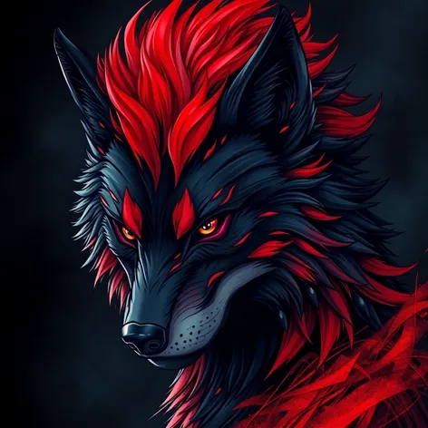 black and red wolf