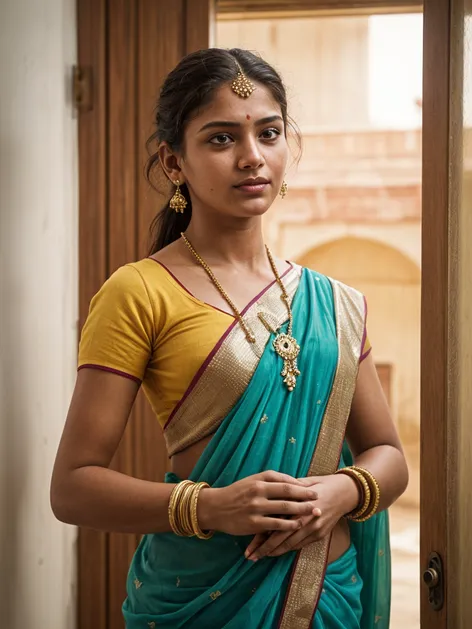 Indian girl wearing half