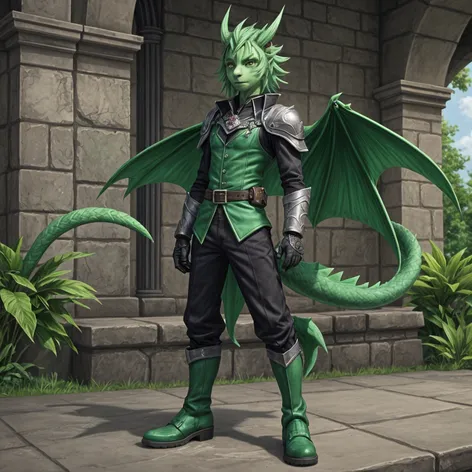 Anthro green male dragon