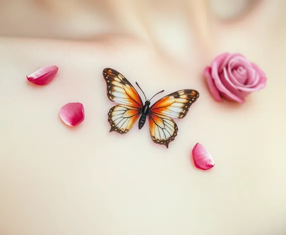 butterfly rose tattoo