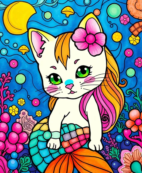 coloring kitty mermaid