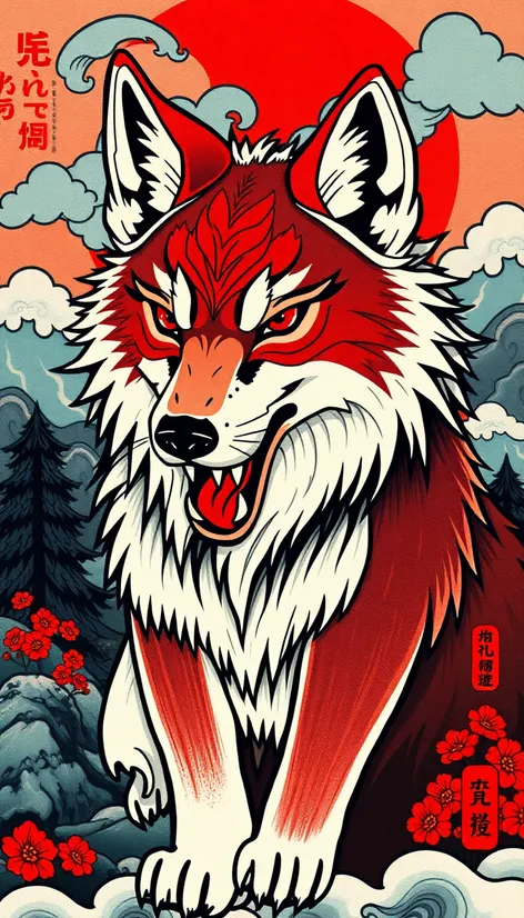 japanese style wolf tattoo