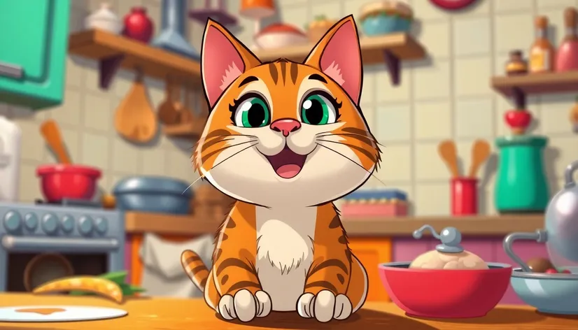 eating cat cartoon