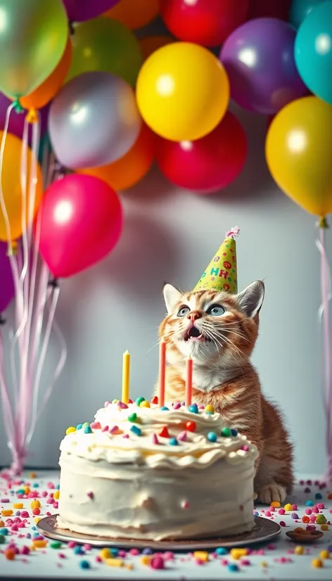 cat with birthday hat