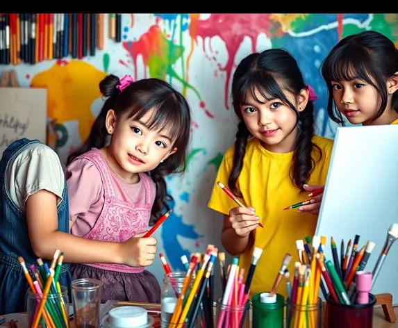 4 girls painting