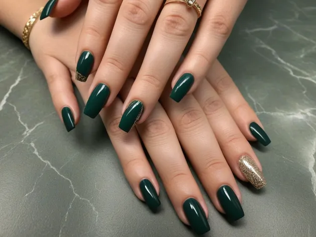 dark green nails