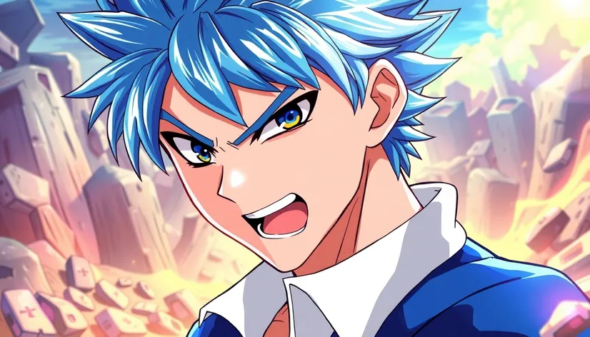 male blue hair anime