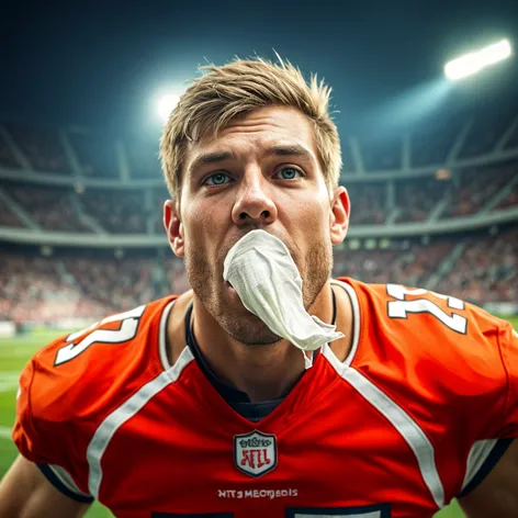 football player with mucus