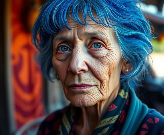 blue hair old lady