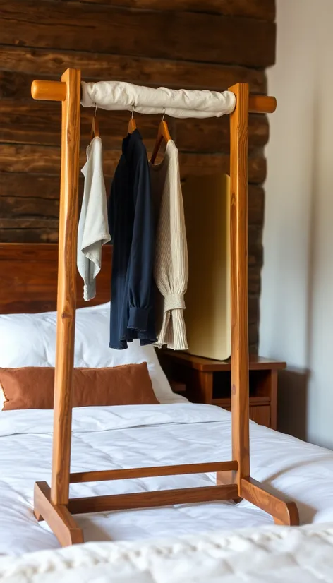 wooden clothes rack