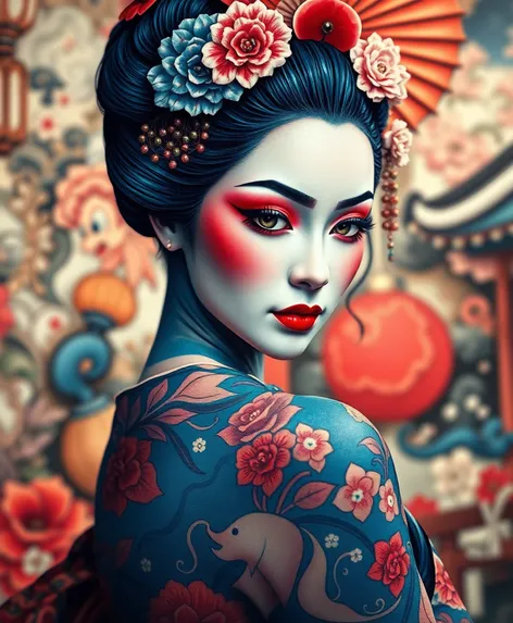 blue geisha tattoo