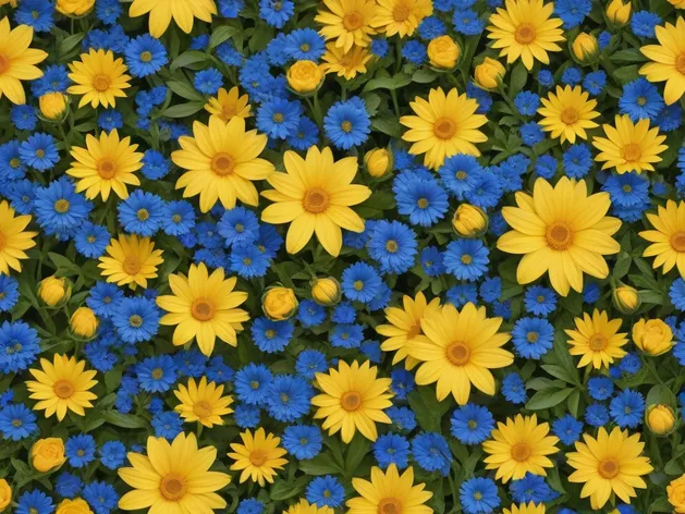 yellow and blue flowers