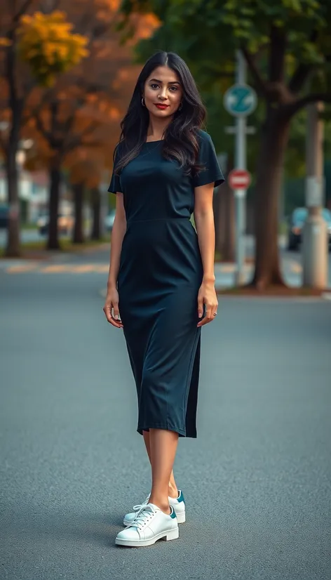 white sneakers with dress