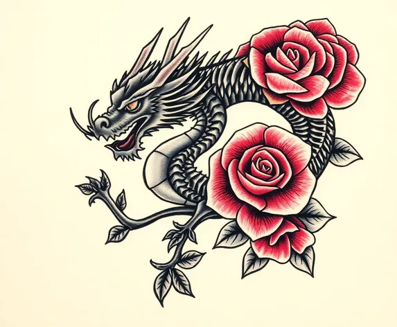 black rose dragon tattoo