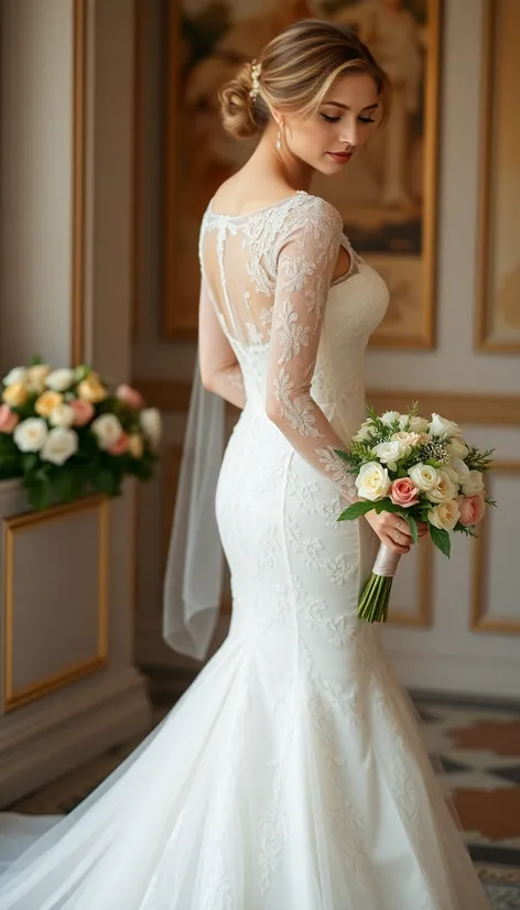 ivory color wedding gown