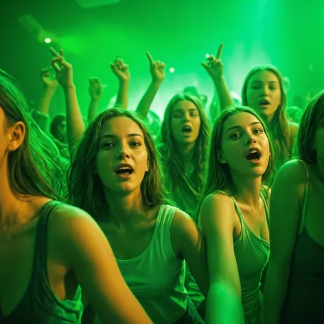 teenagers partying in green