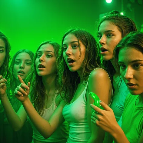 teenagers partying in green